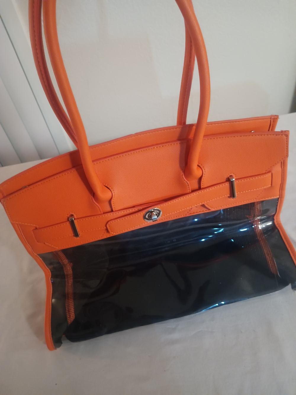 Orange Clear-Front Tote Bag - Women's Shoulder Bag